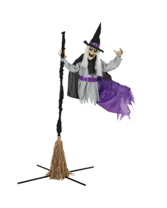 HOMCOM 200cm Flying Witch with Colourful Lights and Sound