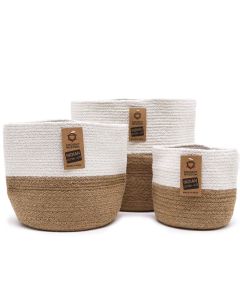 Cotton Rope Storage Baskets — Set of 3, White — view 1