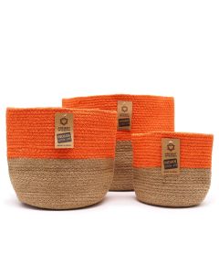 Cotton Rope Storage Baskets — Set of 3, Orange — view 1