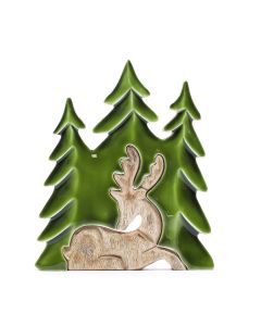 Resting Stag in the Forest 3D Mango Wood Decoration — view 1