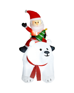 Outsunny 6.6ft Inflatable Santa Riding a Polar Bear with LED Lights