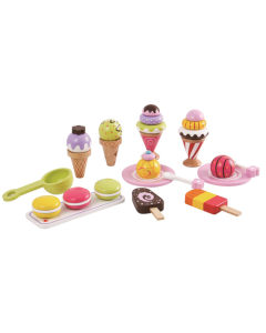 Lelin Wooden Ice Cream & Dessert Play Set – 25 Pieces