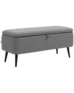 HOMCOM Grey Storage Ottoman Bench – 102cm