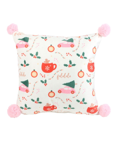 Square Sugarplum Fun Christmas Print Cushion — view 1
