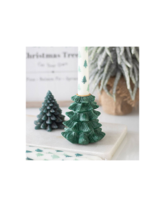 Green Fir Tree Candle Holder with Taper Candle — view 1