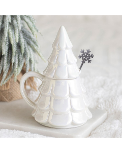 Iridescent Fir Tree Mug and Snowflake Spoon Set — view 1