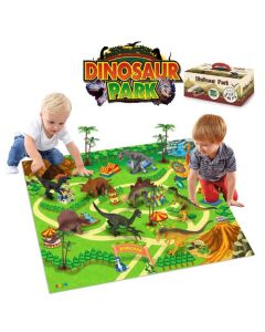 SOKA Dinosaur Park Playset with 9 Figures & 80 x 70 cm Play Mat