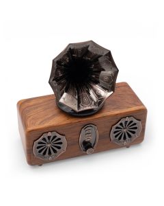 Retro Gramophone Bluetooth Speaker — Wood-Effect Finish — product view