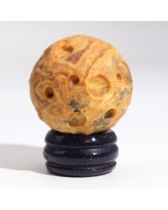 Crazy Lace Jasper Gemstone Planet with Goldstone Stand — Mercury — product view