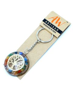 Tree of Life Chakra Gemstone Orgonite Keyring — product view