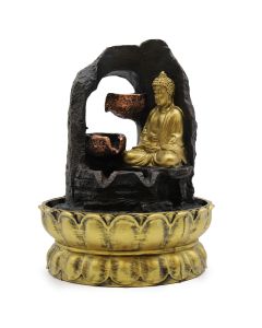 Golden Meditating Buddha Tabletop Water Feature — 30cm — product view